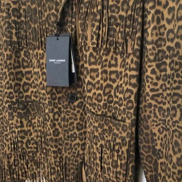 Vintage! Rare! New! ๐St.Laurent Leopard Fringe Curtis Jacket Sz. 38 NWT ๐๐ - Picture 8 of 16